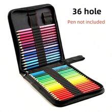 36/48/72/120 Hole Pencil Curtain Color Pencils Pen Holder Portable Folding Sketch Pen Pencil Case Black Oxford Cloth Art Students Special School Supplies Storage Bag Large Capacity Pen Insert Bag - Multi-style - View 3