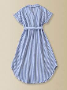 EMERY ROSE Women Striped Batwing Sleeve Casual Midi Shirt Dress