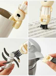 SHEIN 1 pièce Brosse à trois en un pour couvercle de lapin ; Brosse pour bouteille d'eau ; Brosse de nettoyage d'espaces ; Brosse de nettoyage de bouteille ; Un cadeau du ciel pour le nettoyage du lait