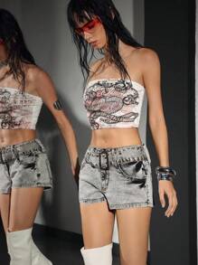 Jeanoix Women's Casual Distressed Washed Denim Shorts, Summer