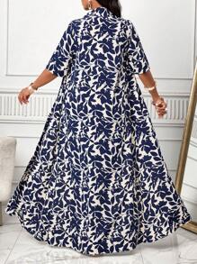 SHEIN Lady Bộ đồ hai mảnh in họa tiết hoa thanh lịch mùa thu đông dài tay dành cho nữ & Áo dài dệt họa tiết da báo Quần dài cho nữ Bộ đồ nghỉ mát và giải trí hai mảnh dành cho nữ - Xanh và trắng - Xem 2