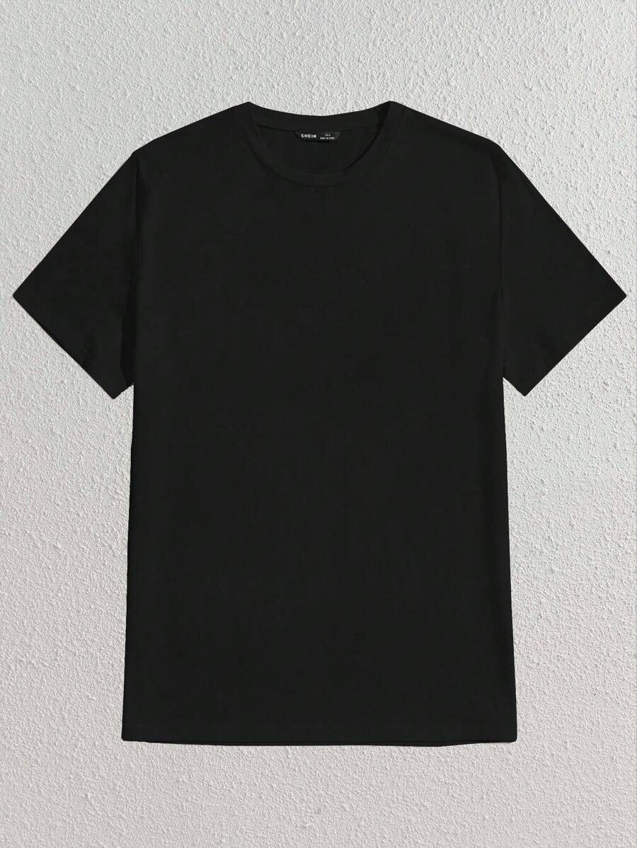 Manfinity BRENVOR Men Solid Round Neck Tee, Summer, Couple Things - Black - View 1
