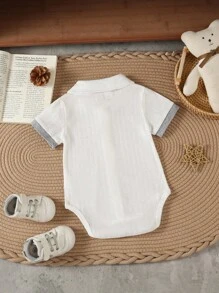 Souflis Souflis Newborn Baby Boy's Gentleman Style Bodysuit, Summer Outfit With Collar Bow Tie, Stylish For 100 Days Celebration, Neutral Baby Clothes Unisex Newborn Boy Clothes Baby Boy Outfit Baby Boy Jumpsuit Toddler And Newborn Matching Outfit 0-18M