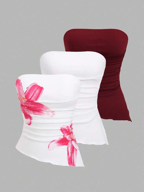 Sweetra Y2K sexy geraffte asymmetrische kurze Bluse