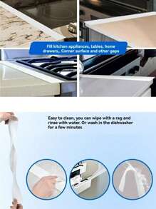 1PC/2PCS 炉灶台面盖厨房密封条，炉灶顶部密封条，有机硅耐高温厨房缝隙条，防油污燃气灶缝隙软密封条硅胶缝隙塞厨房炉灶台面缝隙盖 - 柔性炉灶空间填充物 - 彩色 - 查看 12