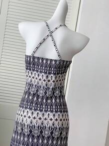 INAWLY Vacation Casual Geometric Print Cami Dress - Multicolor - View 3
