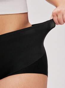 LUVLETTE Plus High-Waist Basic Briefs Waist Tummy Control Shapewear Airy Black Panty Underwear Women - Black - View 5