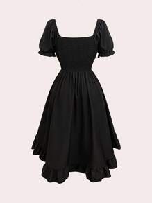 Flirla Plus Size Halloween Lace Up Front Rave Dresses - Black - View 2