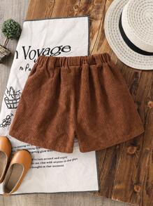 SHEIN LMoss Kids Young Girl' Plain Weave Fitted Casual Shorts Girls Corduroy Shorts Brown Corduroy Shorts Girls Brown Shorts Tween Girls Shorts Kids Corduroy Shorts Girls Casual Shorts Girls Summer Shorts Tween Girl Shorts Summer Shorts For Girls Casual Shorts For Girls