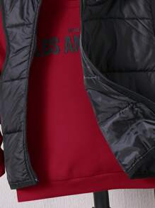 SHEIN 兒童 3件組小男孩時尚軟厚連帽圓領衛衣與冬季長褲套裝，休閒簡約百搭校園運動秋季穿搭 - 酒紅色 - 查看 8