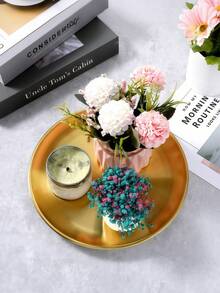 1/2pcs Stainless Steel Gold Dessert Coffee Tray, Western Food Plate, Pizza Plate, Dining Plate - Suitable For Food, Coffee, Breakfast, Tea. Gold Food Tray & Decorative Tray For Birthday, Pride Month Party, Thanksgiving, Halloween, Easter, Christmas Party Supplies (Gold) - Gold - View 1