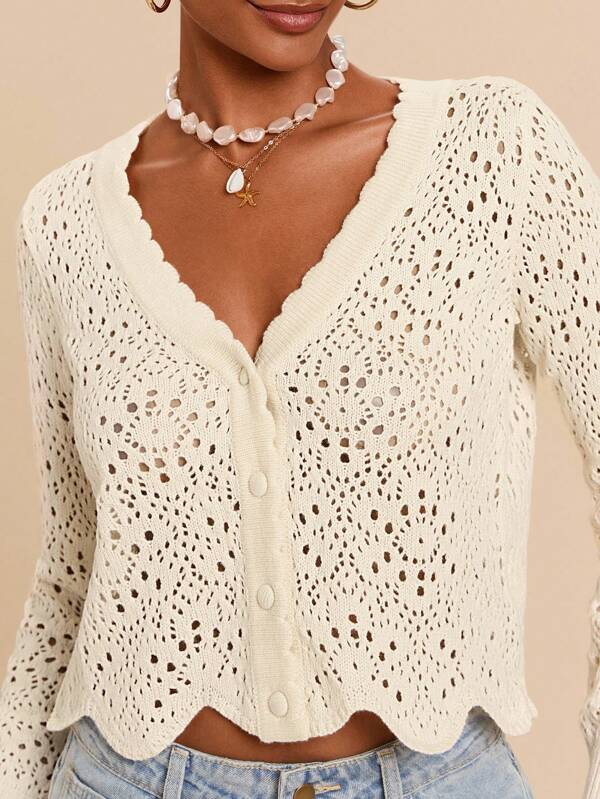 Travachic Cardigan feminino casual de malha, cor sólida, manga comprida, vazado, abotoamento simples, roupas femininas de outono, roupas de outono, cardigan todo branco, roupas de outono femininas, roupas de outono, cardigan de manga comprida, para o trabalho, minimalista, tradicional, simples, pode ser usado sobre uma camiseta, suéter cardigan grande e fofo, superquente e macio!, blusas de manga comprida