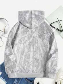 SHEIN 少女干叶花卉印花运动衫，休闲学院风舒适时尚简约实用百搭柔软面料，适合日常、上学、旅行、户外活动 - 白色 - 查看 3