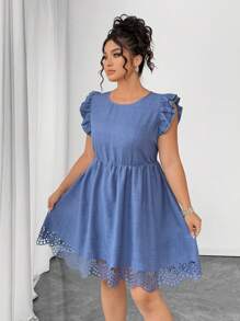 Auvina 春夏大码女式休闲连衣裙，适合派对、聚会、郊游、中式风格、节日风格，适合圣帕特里克节、复活节、情人节、圣诞节、感恩节，宽松版型，舒适，时尚春夏、独立日服装 - 藍色 - 查看 5