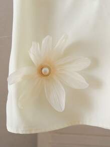 Elladie kids Young Girl Elegant 3D Floral Decor Puff Sleeve Shirt, Summer Dressy Tops For Girls Blouses For Girls Poofy Sleeve Shirt Elegant Shirts For Girls Cute Baby Doll Tops Girls Tops With Flowers