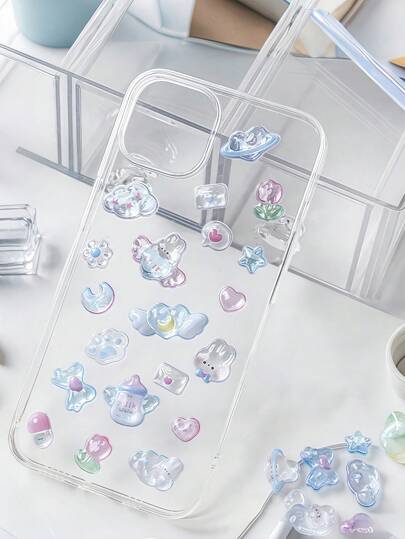 1pc 3D Cartoon Animal Stickers - Cute Gemstone Crystal Relief, Phone & Laptop Decor, Waterproof DIY