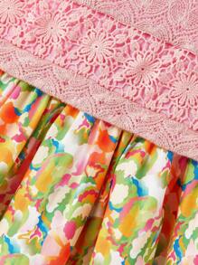 Maija Kids Maija Kids Young Girl Patchwork Pattern Fabric Contrast Color Sleeveless Fashion Dress