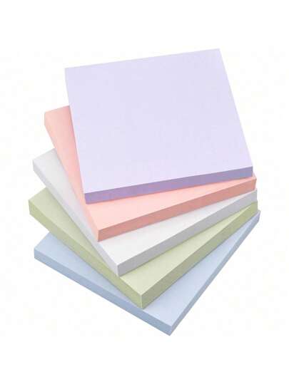 SHEIN Blocos de notas adesivas 3x3, autoadesivos em tom pastel, fáceis de colar, adequados para casa, escritório e escola, bloco 1/5 (100 folhas/bloco)