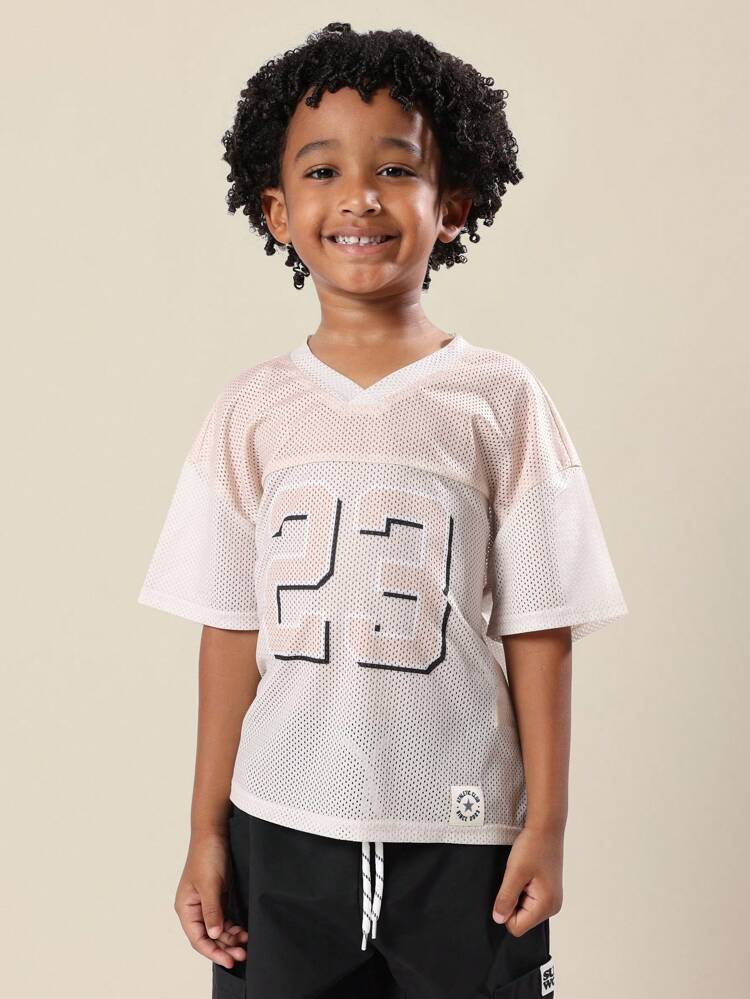 Mesh Jersey Number T-Shirt Jogger Pants Set Breathable Outfit
