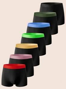 Snug Zone 7 条装青少年男孩简约撞色腰带平角内裤 - 黑色 - 查看 1