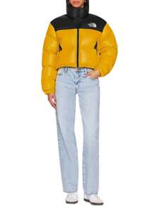 Nuptse 雙面短版絎縫羽絨外套 - 女款黑色羽絨時尚超輕量冬季外套 NF0A5GGEZU31 - 高峰會金/TNF 黑 - 查看 3