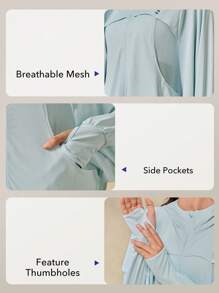 OutZeal 防紫外线 UPF50+ 网眼户外防晒夹克徒步露营 - 淺藍色 - 查看 4