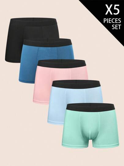 Manfinity Underwear&Sleepwear Basics Boxers hommes à taille élastique et couleur contrastée