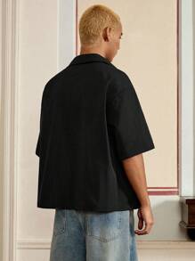 Manfinity VCAY Men's Summer Heart Embroidery Single-Breasted Casual Shirt