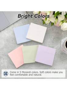 SHEIN Notas adhesivas 3x3, blocs de notas autoadhesivos en tonos pastel, fáciles de colocar, aptos para uso doméstico, oficina y escuela, 1/5 de bloque (100 hojas/bloque)