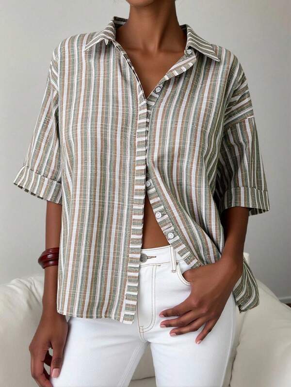 Plus Size Casual Simplistic Style Shirt, Suitable For Everyday Wear