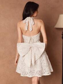 SHEIN Unity Women's Sexy Plunging V-Neck Backless Mini Dress - Beige - View 2