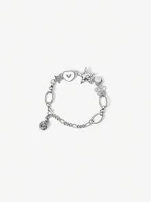 SHEIN ICON Luxury Minimalist Star & Heart Button Bracelet For Women - Multicolor - View 1
