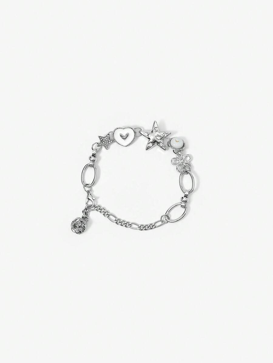 SHEIN ICON Luxury Minimalist Star & Heart Button Bracelet For Women - Multicolor - View 1