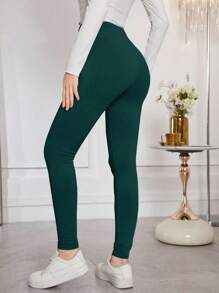 Modelyn Women's Letter Patched Drawstring Tight Skinny Comfortable Leggings Fall Cloth For Women - Dark Green - View 2