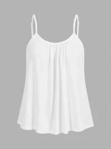 SHEIN EZwear 3 pièces Ensemble femme Débardeur à bretelles réglables avec motifs pois plissés, Coupe ample, Adapté pour le printemps/été