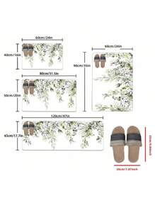 SHEIN 1 件家居装饰、房间装饰、浴室装饰、浴室垫、防滑浴室垫、厨房装饰、厨房垫、浴室套装、入口垫、门垫、柔软毛绒表面、家居装饰、抗疲劳垫、桉树叶图案垫、农舍风格、柔软舒适的表面、缓解足部疲劳、女士情人节礼物生日男朋友女朋友浴室地毯地毯户外地毯门垫夏季浴室配件 - 綠色 - 查看 2