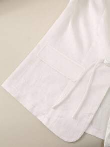 SHEIN Clasi Blazer de solapa de jacquard de manga 3/4 talla grande para verano - Blanco - Ver 6