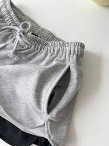 Muchica 2 件套女士字母印花图案系带腰部修身短裤套装，适合返校季，适合机场外出 - 彩色 - 查看 4