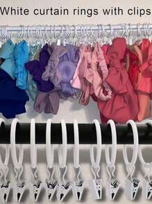 40 件黑色窗帘环带夹子、窗帘挂钩和环，用于悬挂窗帘、蝴蝶结，窗帘环内径约 1.3 英寸，适合直径达 1 英寸的窗帘杆，生日毕业礼物 - 白色 - 查看 12