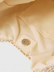 ROMWE Fairycore 1 套花卉编织沙滩手提包及配件，时尚个性化沙滩度假风格女士单肩包（包含 1 个包和 1 套配件）