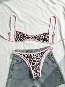 Swim Mod 女士豹纹泳衣套装，适合海滩和度假 - 彩色 - 查看 5