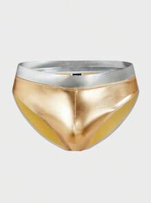 Manfinity VCAY Men's Metallic Triangle Swimwear, Summer Beach Holiday Swimming Trunks Gold Swim Brief Men Gold Swimsuit Metallic Swim Brief Gold Swimwear Shiny Swim Brief Men Swimsuits Men Gold Swimsuit Pool Party Men Gold Swimwear