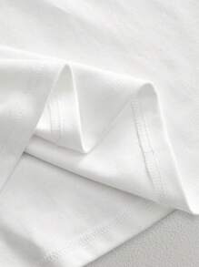 Manfinity BRENVOR 男士白色休闲宽松亮片刺绣圆领T恤 - 白色 - 查看 6