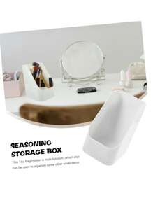 Zazumi 1PC Home Use Cosmetics Storage Box With Slanted Mouth, Washbasin Bathroom Storage Rack, Desktop Spare Parts Storage Box Can, Fridge Veg Storage Box - White - View 3