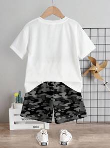 SHEIN 恐龙、街头风、童装精选系列、日常基础款、快乐儿童、儿童粉彩色系、机车风、家庭旅行、快乐时光、我爱妈妈、我爱爸爸、温馨家园、酷炫儿童、男婴两件套休闲圆领短袖短裤、适合夏季的恐龙男婴服装、男婴夏季套装、幼儿恐龙套装、男婴迷彩短裤、男童恐龙衬衫 - 彩色 - 查看 2