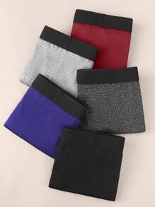 EverLounge 5PCS Men's Casual Contrast Color Elasticated Waist Boxer Briefs Multipack Trunk - Multicolor - View 3