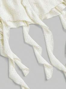 ROMWE Grunge Punk 女士不对称荷叶边领露背不对称下摆衬衫