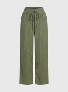 3 件套女士休闲腰带口袋直筒裤套装，适合夏季 - 彩色 - 查看 10