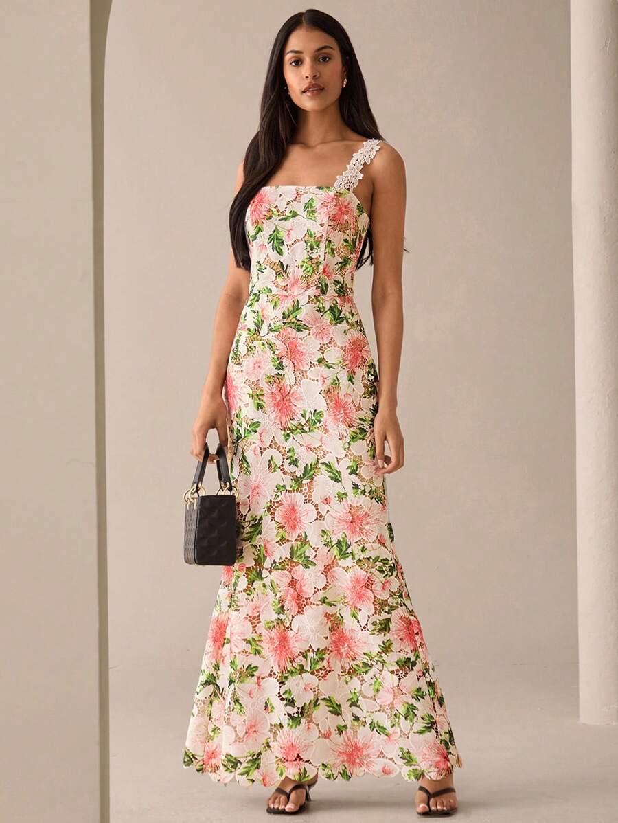 Lilora 女式夏季花卉印花优雅长款吊带裙
