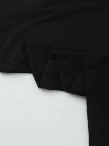 INAWLY 优雅拼色长款无袖连衣裙，夏季 - 黑色 - 查看 6